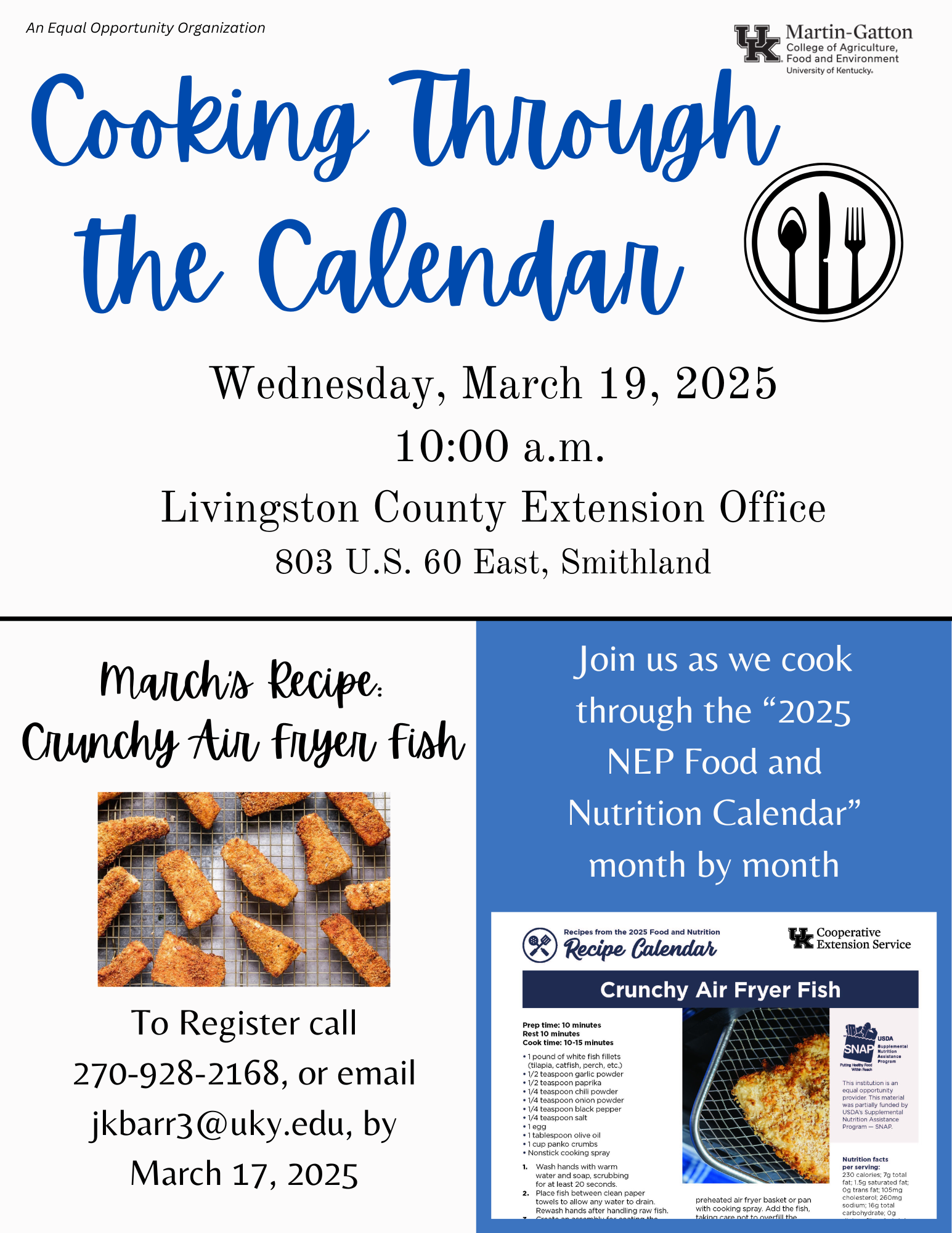 Cooking through the calendar flyer